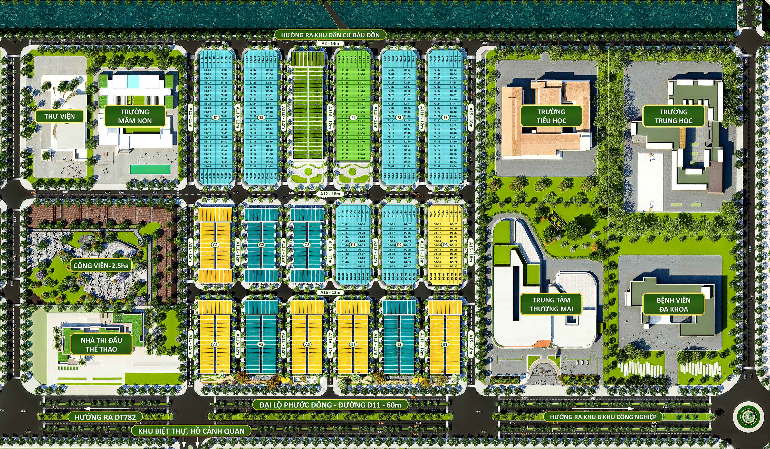 Mặt bằng tổng thể Phước Đông New City